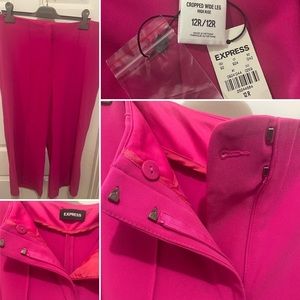 EXPRESS Pink Cropped Wide-Leg High-Rise Pants with Front pleats with New Tags.